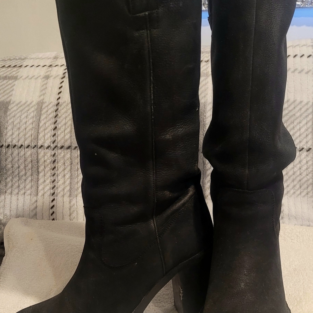 Harley-Davidson Black Knee-High Leather Heeled Boots